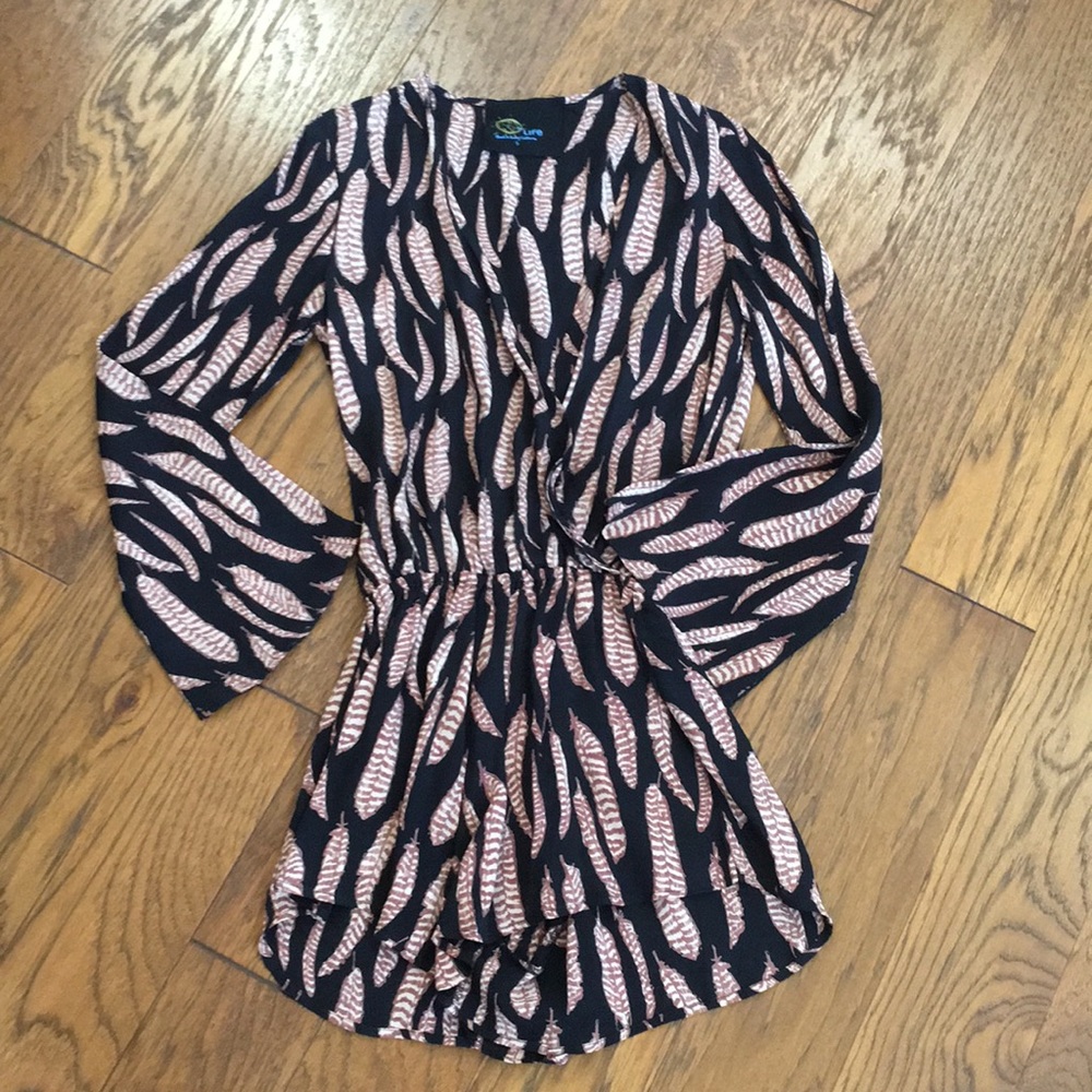 Blue Life feather print romper